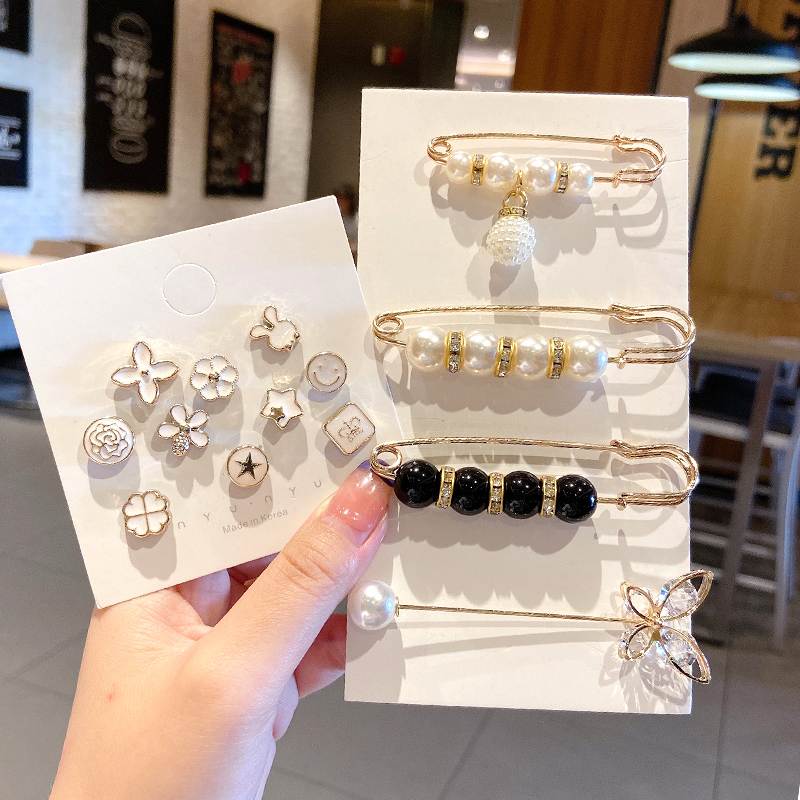 Ghim cài áo Thắt Lưng denim Đính Ngọc Trai Thời Trang 7.5cm Dành Cho Nữ