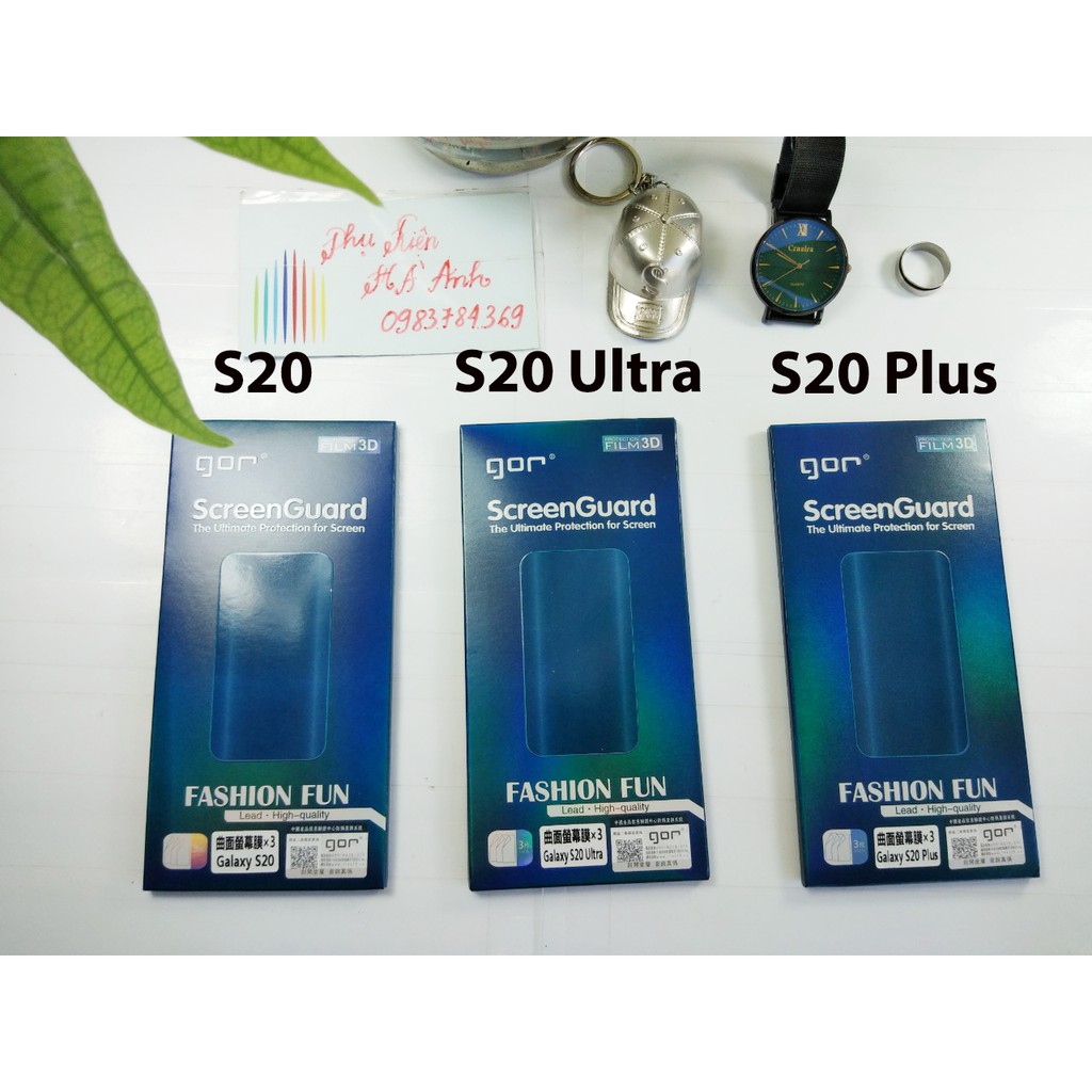 Miếng dán Samsung S20 / S20+ / S20 Ultra Full màn H6 hãng Gor cao cấp(bộ 3 miếng)