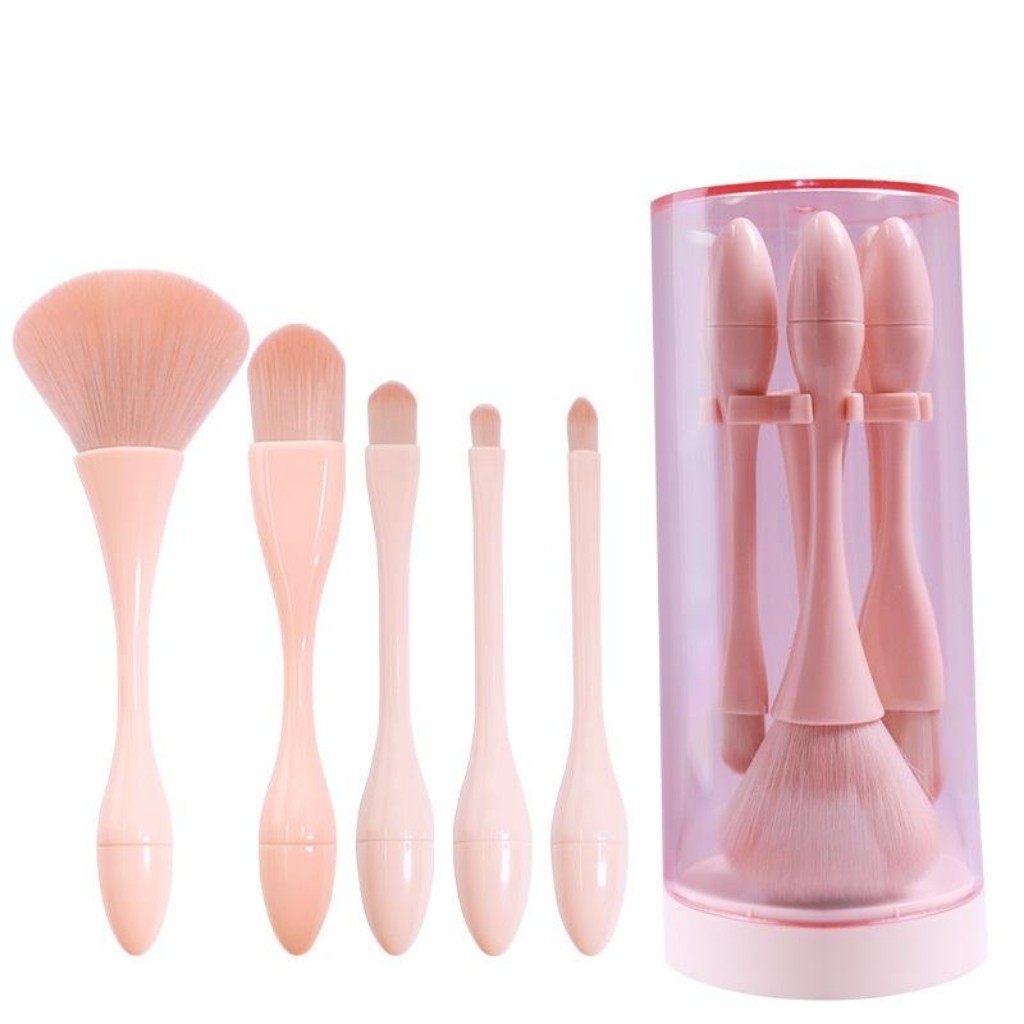 Cọ Trang Điểm 5 Cây Hồng NUDE Kèm Giá Đỡ & Hộp