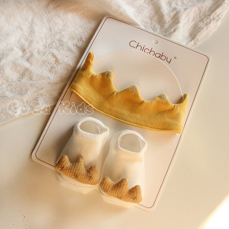 Set mũ turban kèm tất hình thú siêu dễ thương cho bé