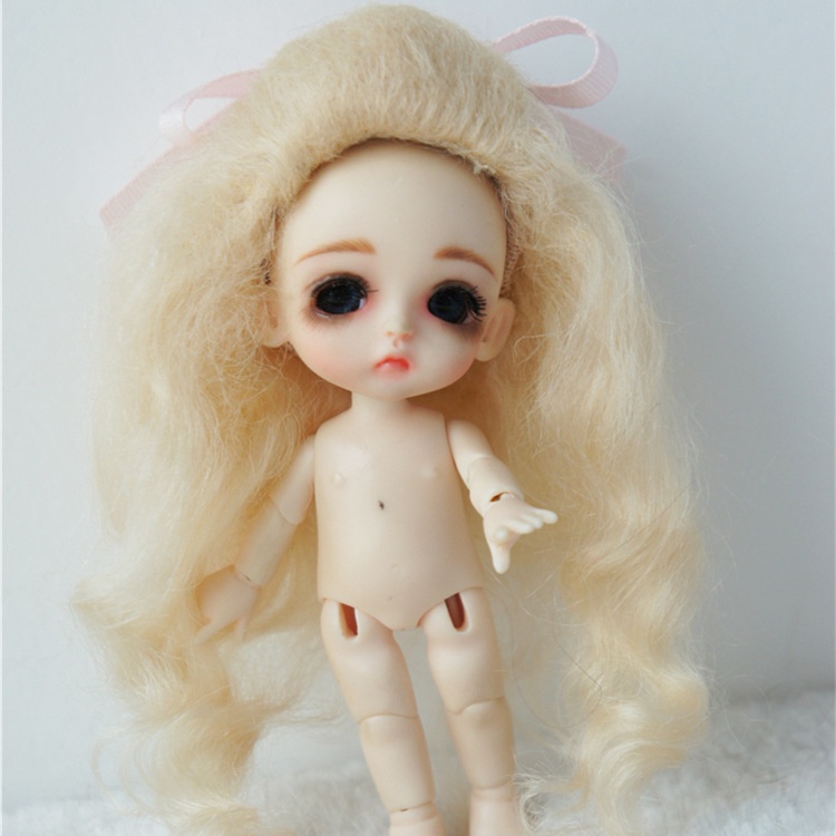 BJD / SD / ob11 gốm búp bê tóc giả mohair nơ lớn trở lại tóc dài (JD327)