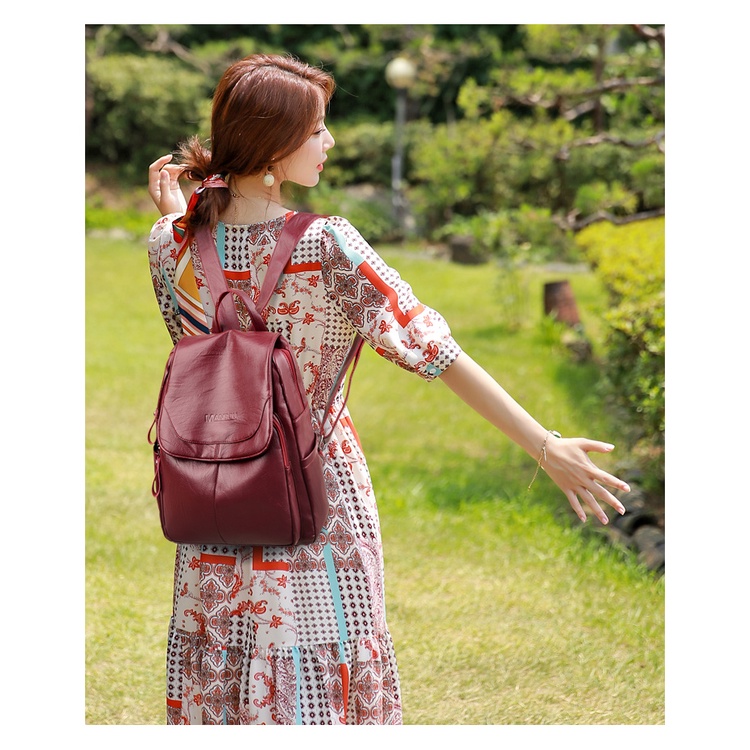 Balo Da Mềm Cỡ Lớn Dễ Phối Đồ Thời Trang Hàn Quốc Cho Nữ