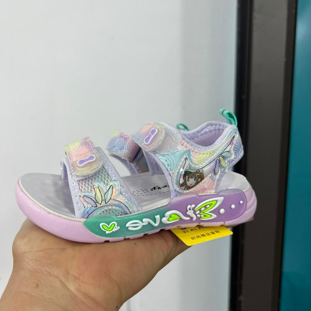 Dép quai hậu đế eva siêu nhẹ cho be gái in hoạt hình tiểu thư QCCC - Sandal cho bé khâu đế chống trượt fullbox 8807