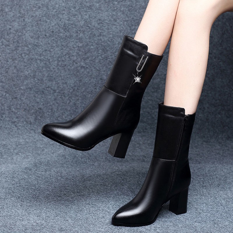 Giày bốt cho nữ làm từ da mềm cao gót thời trang 2020 | BigBuy360 - bigbuy360.vn