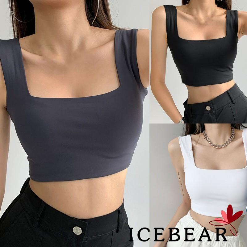 Áo Hai Dây Cổ Vuông Màu Trơn Thời Trang Quyến Rũ Cho Nữ