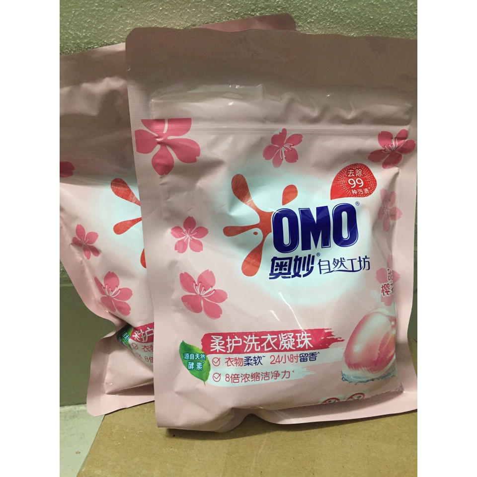 Viên giặt quần áo Omo - Viên giặt xả giữ màu quần áo, lưu hương lâu 24h - Gói 18 viên