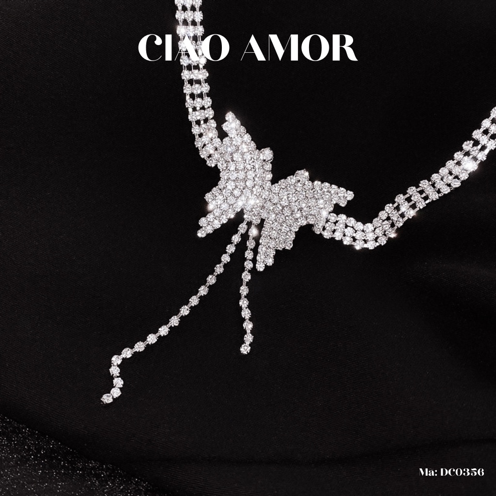 Choker đính đá, Chocker nữ, Dây chuyền đính đá dự tiệc sang trọng cánh dây xuống Trang sức Ciao Amor - DC0356