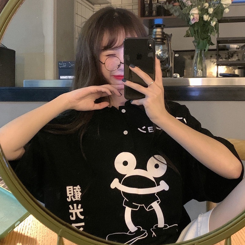 Áo polo Ngắn Tay Dáng Rộng Phong Cách Hàn Quốc Thời Trang Mùa Hè Dành Cho Nữ