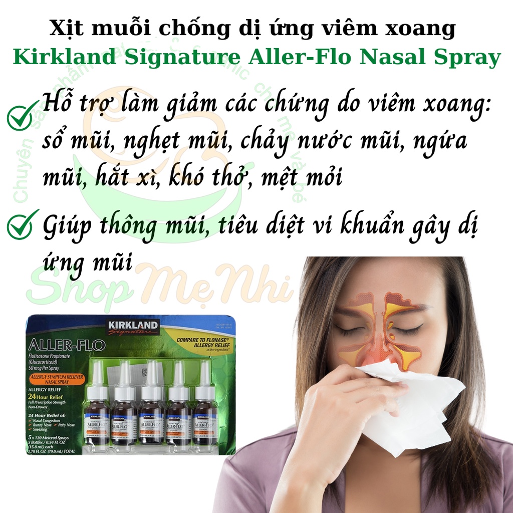 Xịt mũi ngừa dị ứng viêm xoang Kirkland Signature Aller-Flo Nasal Spray, set 5 lọ.