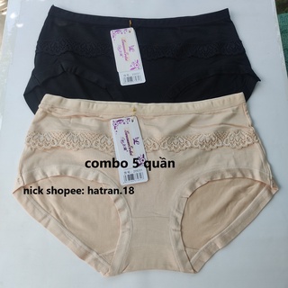 Combo 5 quần lót nữ cạp cao gen bụng nhẹ, quần lót cotton pha ren