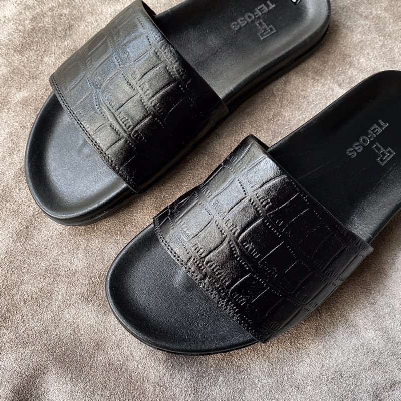 Dép nam da bò thật in vân cá sấu TEFOSS DT07-2 sang trọng, cá tính size 37-44