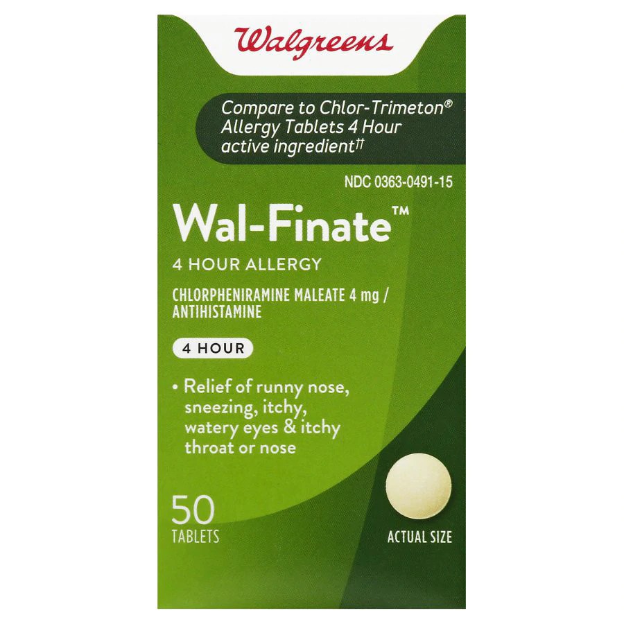 [DATE 3/2023] Walgreens Wal-Finate Allergy Relief 50 VIÊN ( Tương tự Chlor Trimeton Allergy 4 Hour )