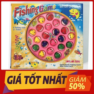 ✅FREESHIP 50K✅ Đồ Chơi Câu Cá Cho Bé Hình Vỏ Sò Kích Thước Lớn, Gồm 4 Cần Và 21 Con Cá, Quay Tròn Phát Nhạc Thích Thú