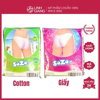 Quần lót Sozo giấy/ cotton mặc 1 lần miễn giặt mềm mại tiện lợi đi du lịch hàng công ty Linh Giang chính hãng
