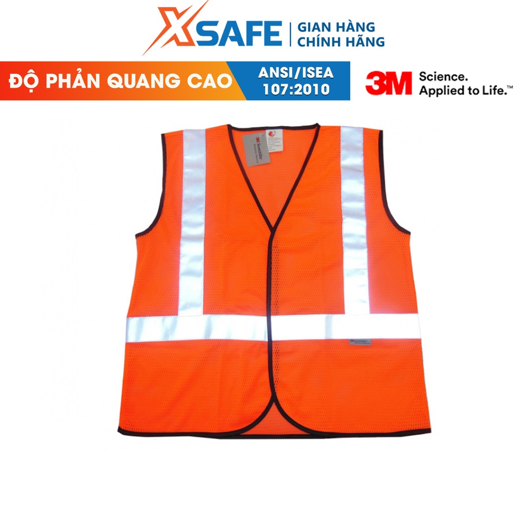 Áo lưới phản quang 3M 8906 thoáng, mỏng mát, độ phản sáng cao, dùng lao động, chạy xe ban đêm - chính hãng 3M