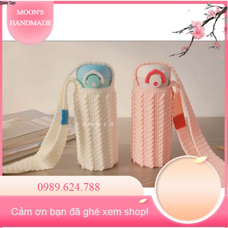 Handmade. Túi đựng bình nước,bình giữ nhiệt 500ml,800ml chống xước,thấm nước.