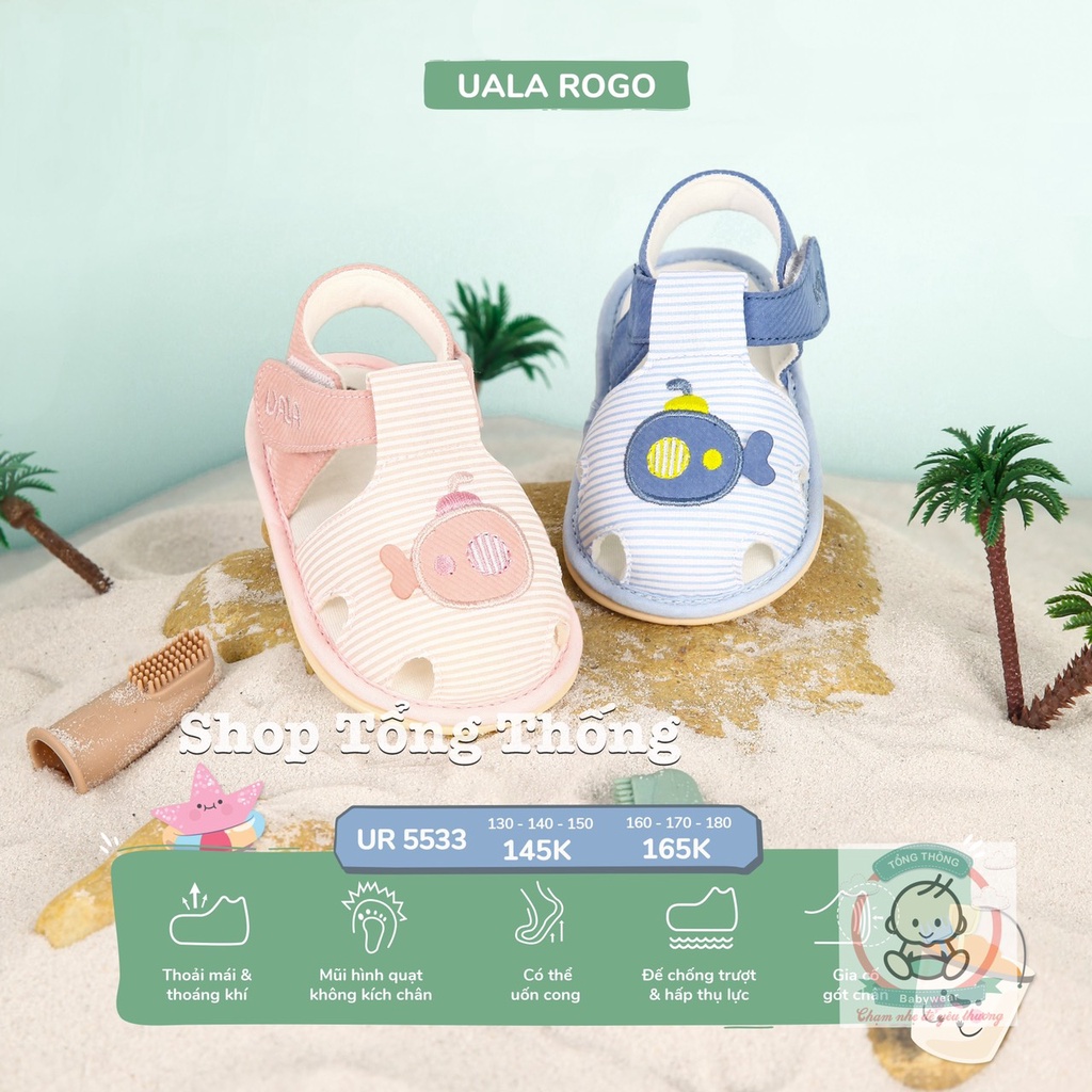 Giày tập đi chuẩn y khoa đế cao su non chống trơn trượt UALA ROGO bé trai bé gái siêu mềm nhẹ quả dâu 5478 5533