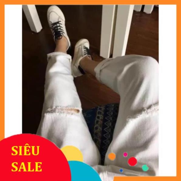 [ Sẵn 2xl 3xl 5xl ] Quần baggy jean có bigsize XL 2XL 3XL 4XL 5XL rách gối trắng đen -v11