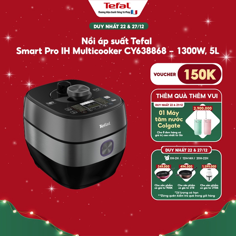 [Mã ELMALL22 giảm 10% đơn 500K] Nồi áp suất Tefal Smart Pro IH Multicooker CY638868 - 1300W, 5L