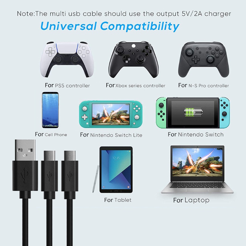 Dây Cáp Sạc Nhanh USB Loại C 2 Trong 1 Cho Tay Cầm Điều Khiển Switch Điện Thoại