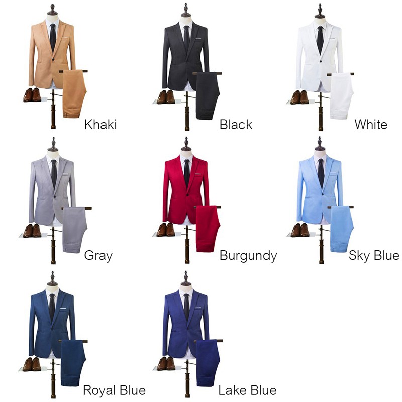 Bộ áo vest + quần dài màu trơn thanh lịch cho nam | BigBuy360 - bigbuy360.vn