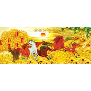 Tranh dán tường HD Mã Đáo Thành Công Tài Lộc HUD0124 KT 100 x 40 cm