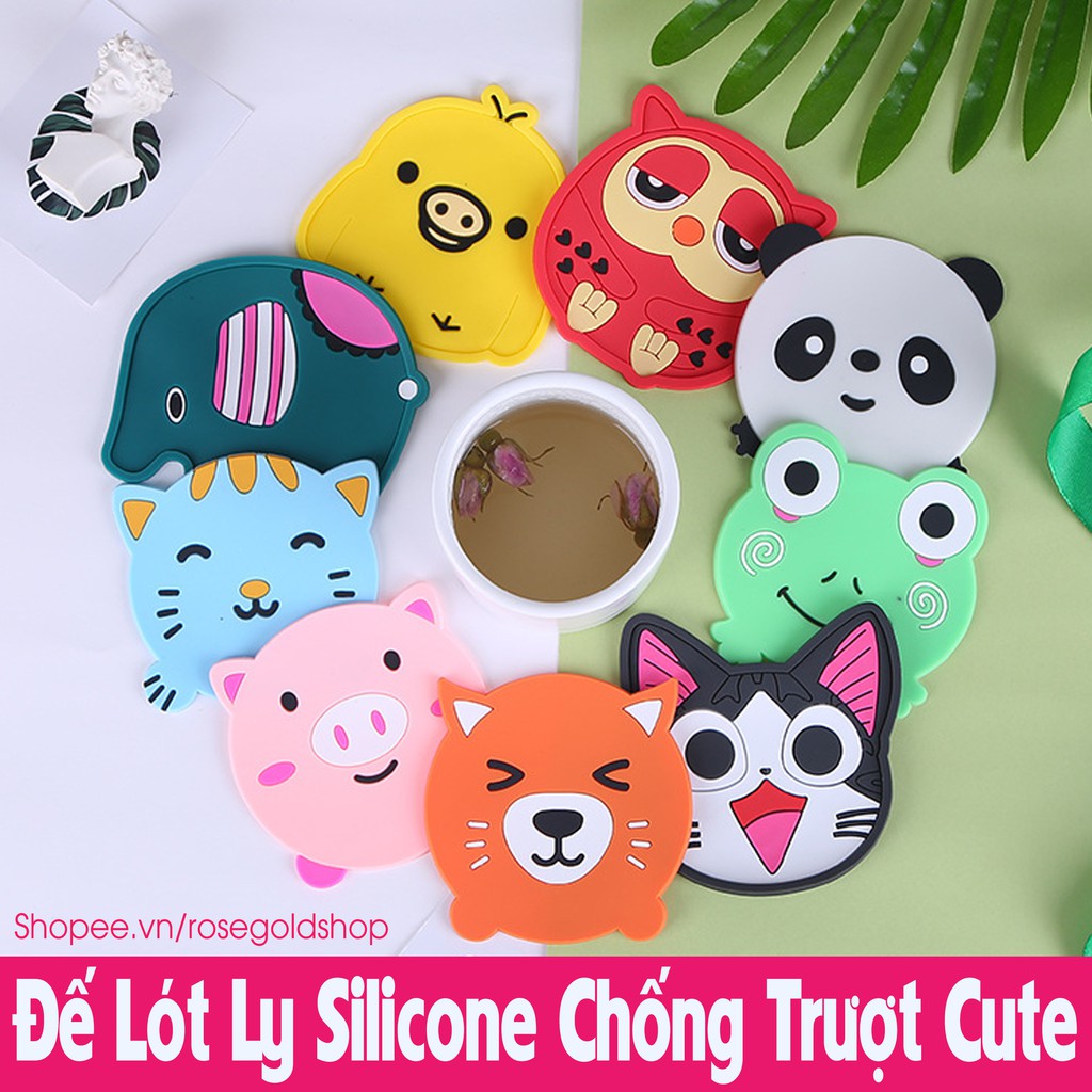 Đế Lót Ly Silicone Chống Trượt Hình Thú Đáng Yêu