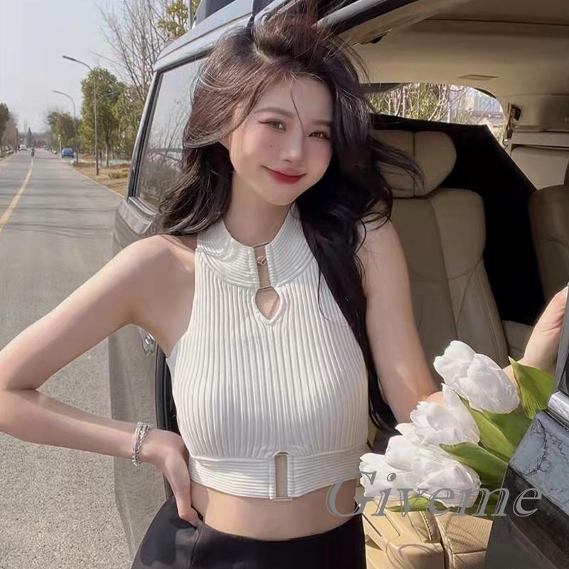 Áo Croptop Sát Nách Phối Màu Thời Trang Xuân Thu Cho Nữ