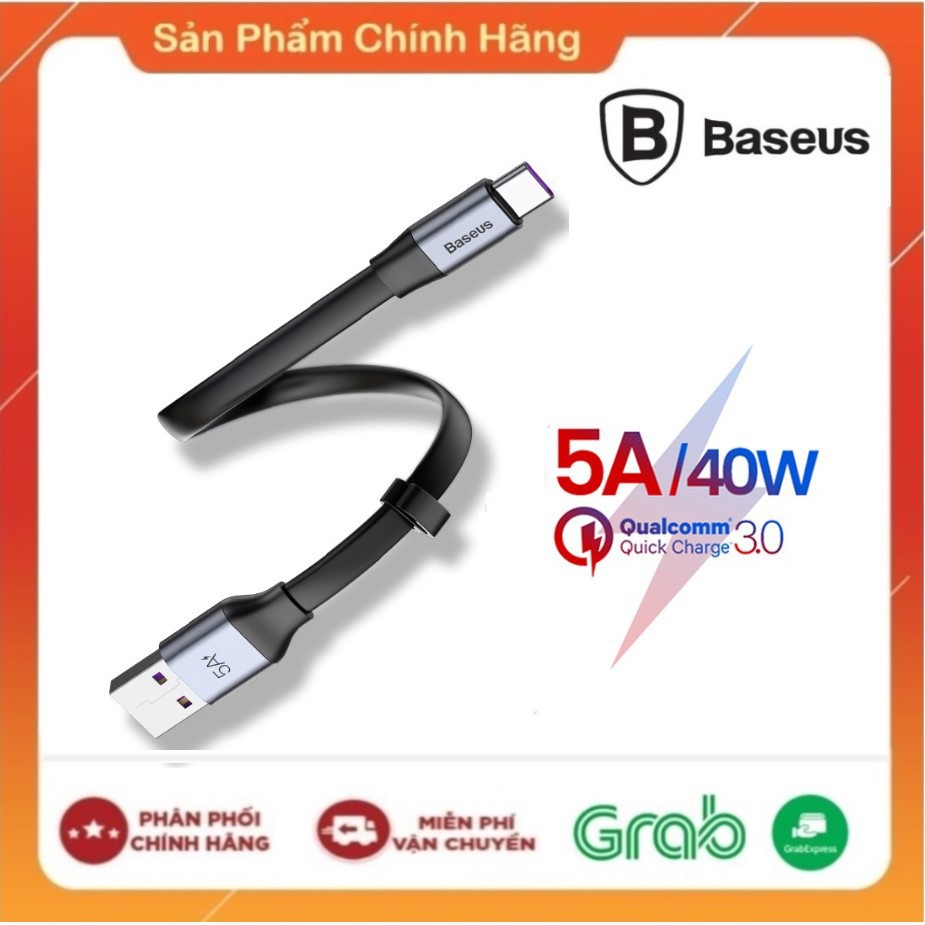 Cáp sạc Baseus 5A USB Type C cho điện thoại Huawei p30 Pro Mate 20 Huawei Xiaomi 8 9 - Hàng chính hãng