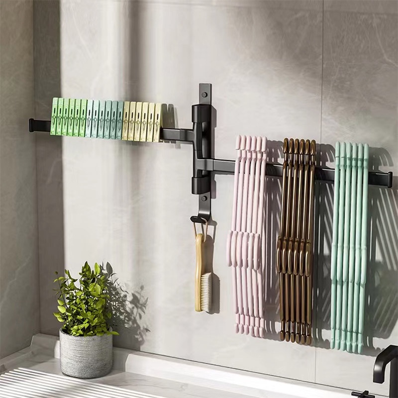 Giá Đỡ Treo Khăn Xoay 180 Độ MEIDOO, Thanh Treo Khăn Bằng Nhôm Siêu Nhẹ Gắn Tường Tháo Lắp Tiện Lợi