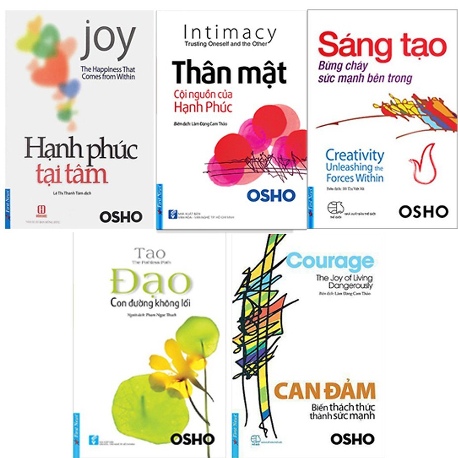 Sách - Combo 5 Cuốn: Hạnh Phúc Tại Tâm + ĐẠO + Thân Mật + Sáng Tạo + Can Đảm ( Osho )