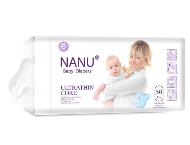 Bỉm dán NANU baby mẫu mới S50/M50