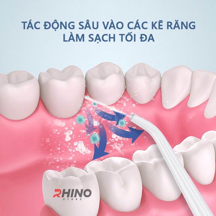 Máy tăm nước rửa răng thông minh Rhino T101 220ml 3 chế độ chăm sóc răng miệng cầm tay, có thể sạc