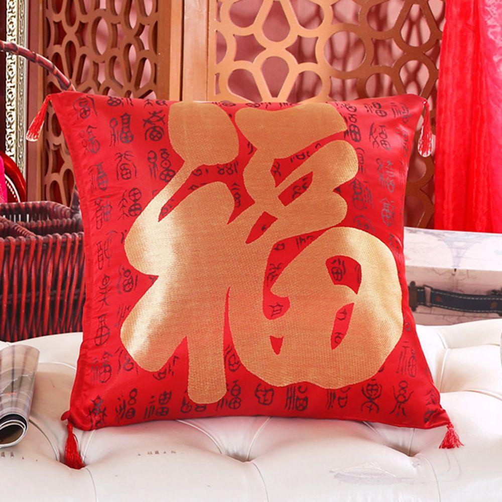 Vỏ Gối Vuông Đính Núm Tua Trang Trí Nhà Cửa / Văn Phòng / Tiệc Cưới