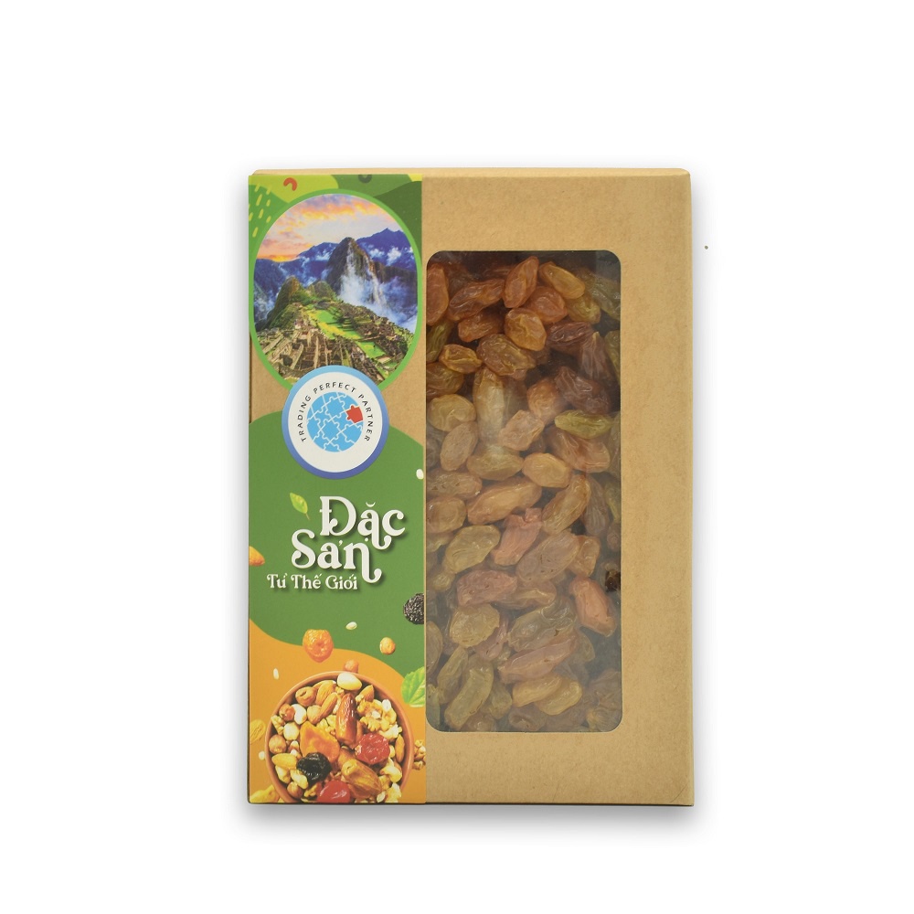 Nho Khô Vàng Chile size Jumbo Trading Perfect Partner hộp giấy kraft 250g _ Nho khô quả to, vị chua ngọt