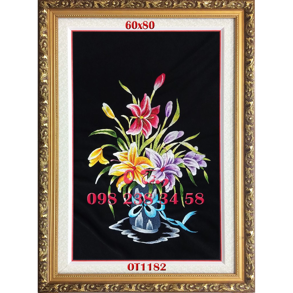 Tranh thêu hoa lan OT 1182