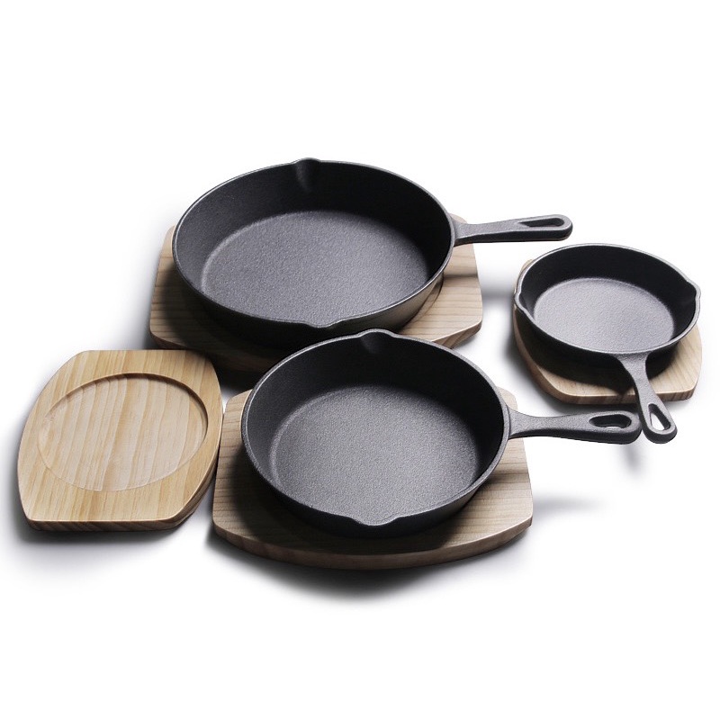 Chảo Gang Thô Đúc Thủ Công Kiểu Nhật Nguyên Khối Size 15/16/20/23/26cm Chống Dính Không Phủ Dùng Bếp Từ