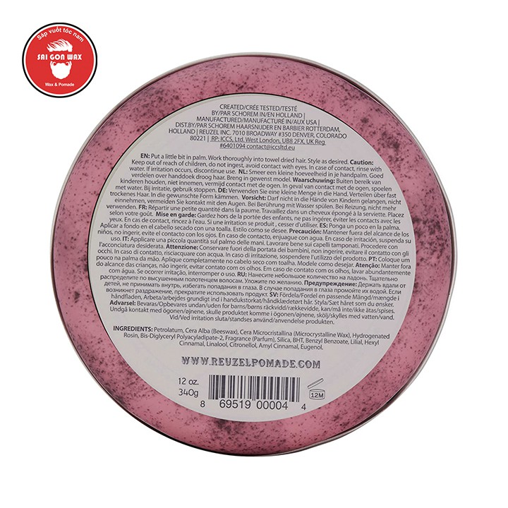 Sáp vuốt tóc Reuzel Pink Pomade - hồng