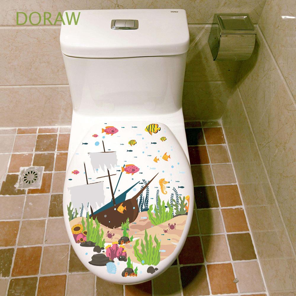 Sticker họa tiết xinh xắn trang trí ghế ngồi toilet