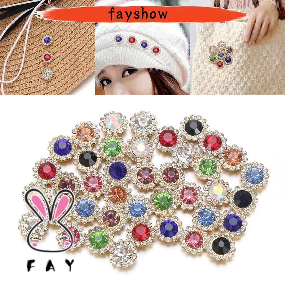 Set 10 Phụ Kiện Trang Trí Mũ Hình Bông Hoa Lấp Lánh Bằng Thép