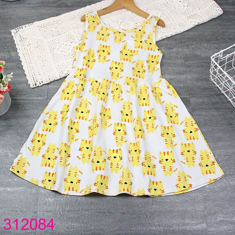 Đầm Thun Sát Nách Bé Gái Nhiều Họa Tiết Hoa Xinh Xắn (5 - 10 tuổi)