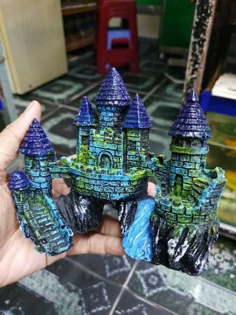 LÂU ĐÀI TRANG TRÍ HỒ CÁ NON BỘ 14x7x13cm MẪU 2