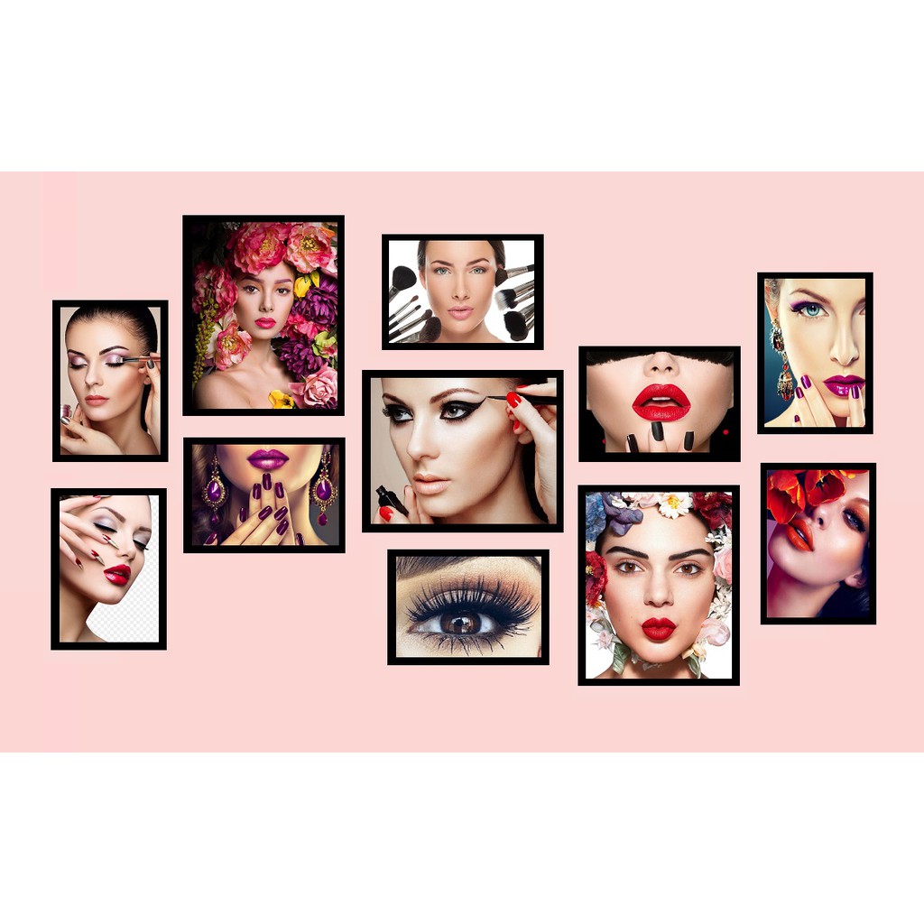 Bộ 11 Tranh quán Hair, Nail, Spa, Phun xăm tặng kèm băng dán chuyên dụng
