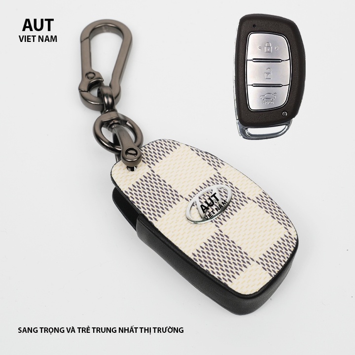 Bao da chìa khóa Smartkey Hyundai (I10,I20,Tucson,Elantra ) da Canvas L.V xẻ túi cao cấp