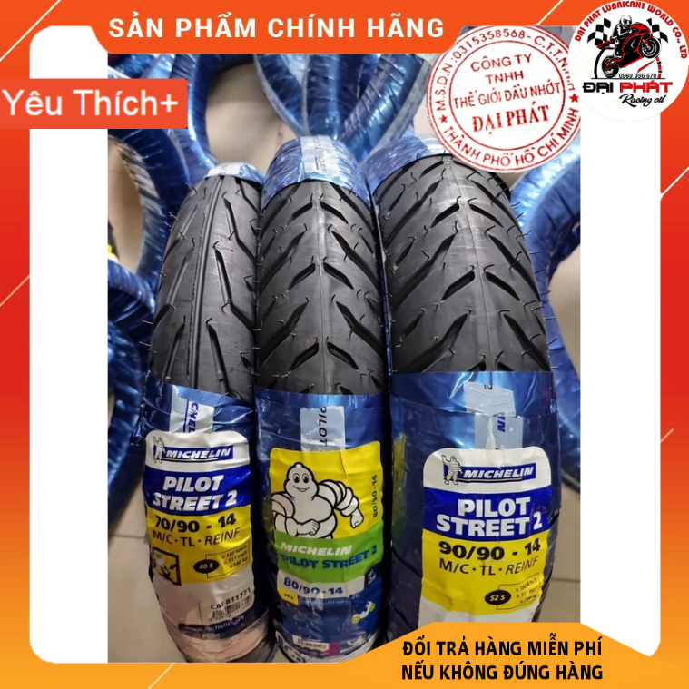 Vỏ Michelin PILOT STREET 2 Vành 14 đầy đủ size 70/90-14 80/90-14 90/90-14 100/90-14
