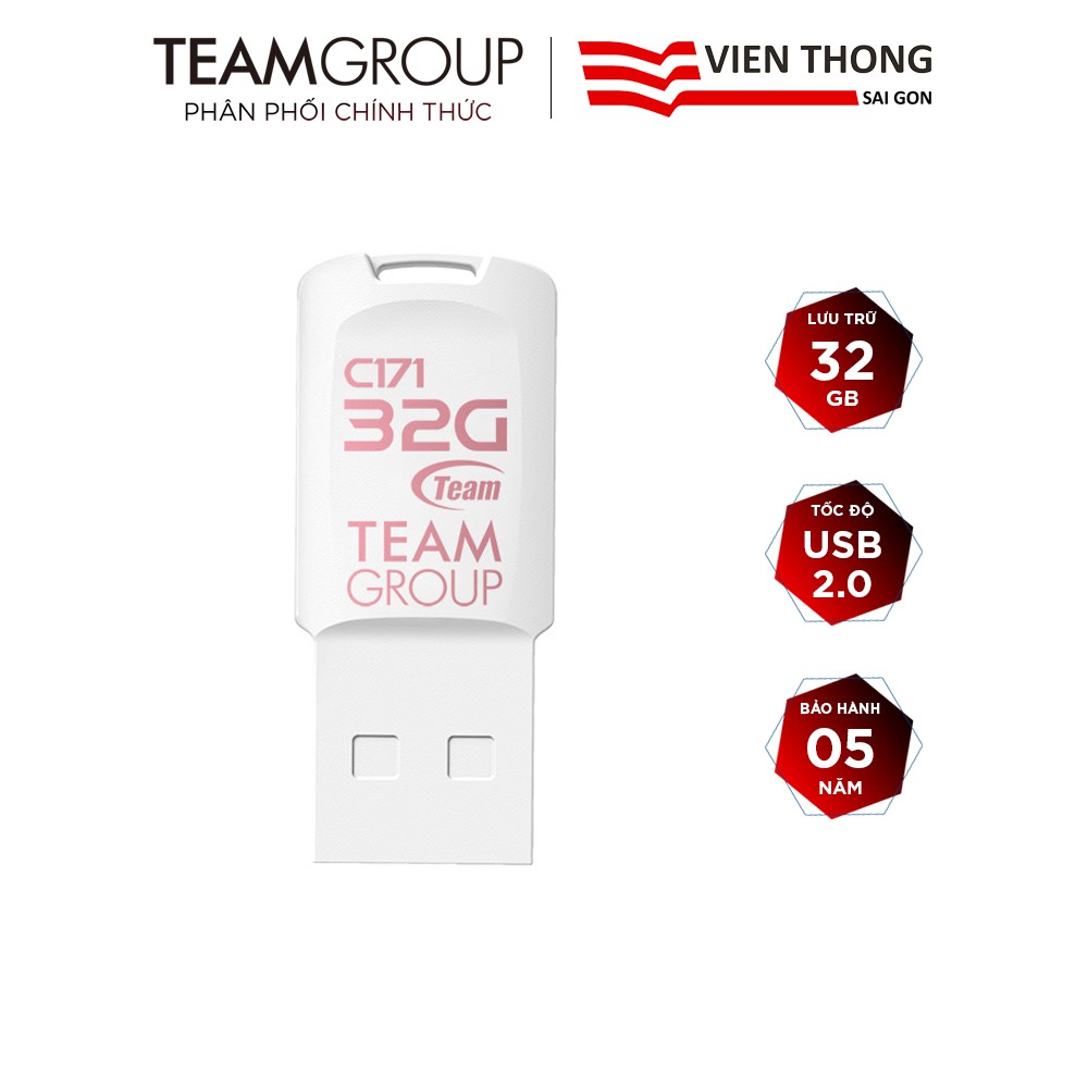 USB 2.0 Team Group C171 32GB chống nước Taiwan Trắng - Hãng phân phối thumbnail