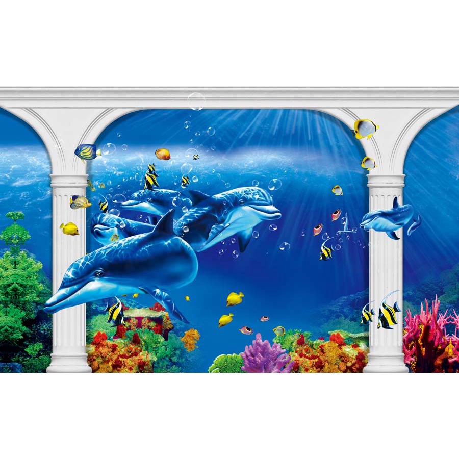 Tranh 3D Dán Tường Đại Dương không phai màu