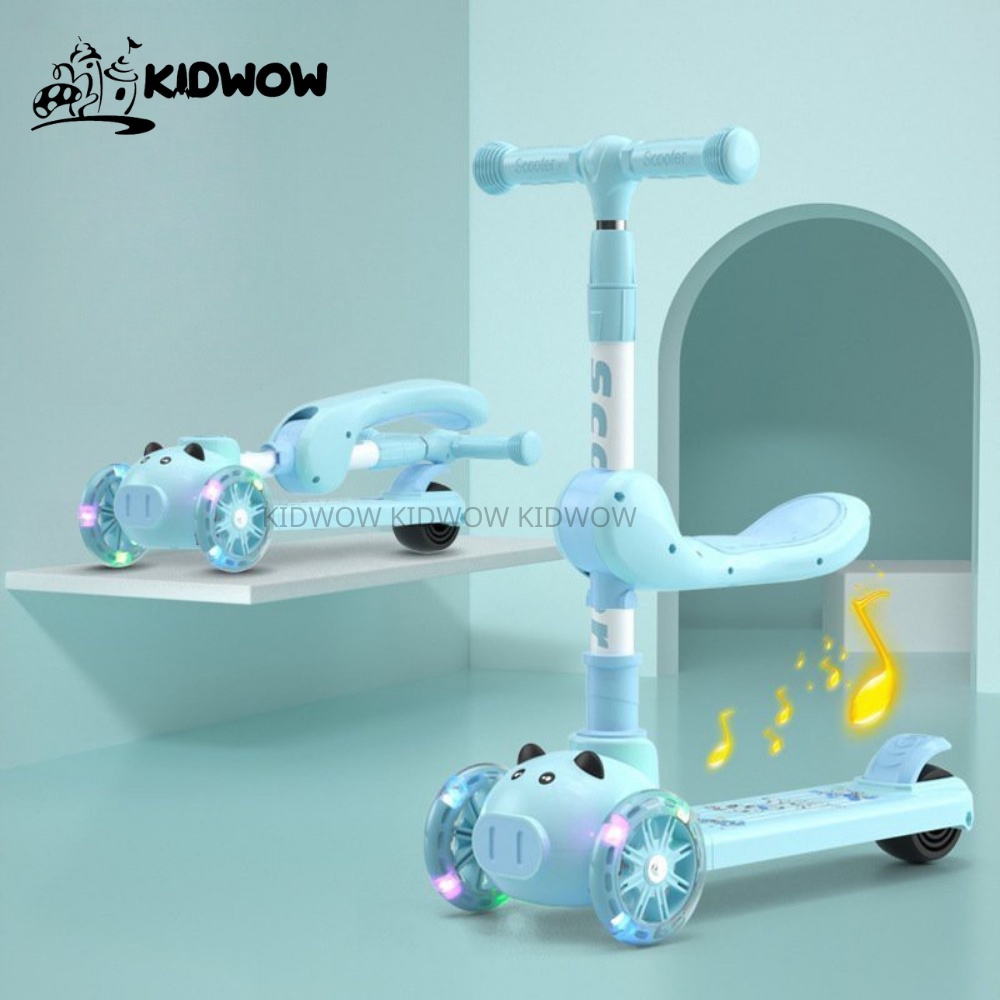 Xe Trượt Scooter 3 Bánh Đa Năng Có Đèn Led Phát Sáng, Có Nhạc Và Ghế Ngồi Cho Trẻ Em - Xe Thăng Bằng Có Nhạc Dành Cho Bé