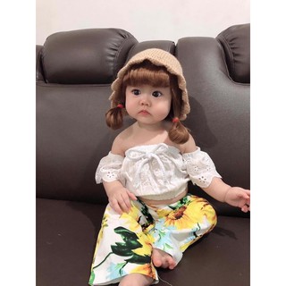 - Mũ len tóc giả cho bé