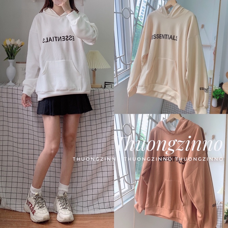 Áo hoodie nỉ bông Esentials có mũ to rộng